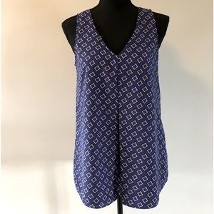 Women’s Daniel Rainn Blue Geometric Pattern sleeveless blouse top size S